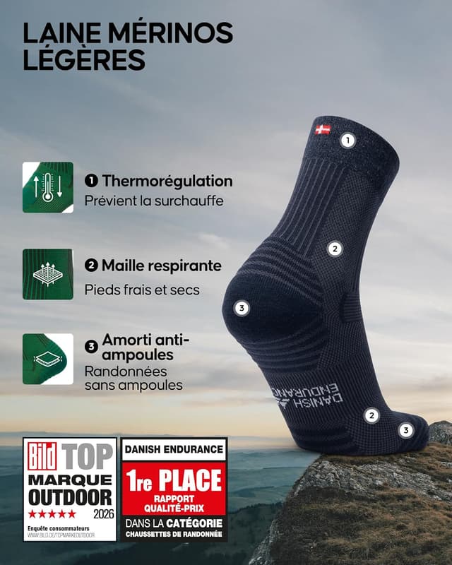 Thumbnail 1 de DANISH ENDURANCE Chaussettes Mérinos Randonnée