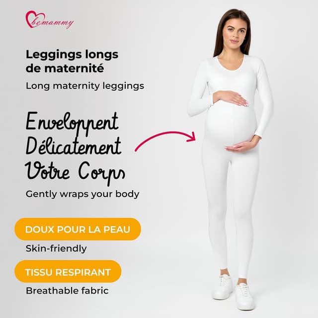 Detalle de Be Mammy Legging de grossesse femme long BE20-230, taille haute confortable et doux pour la peau
