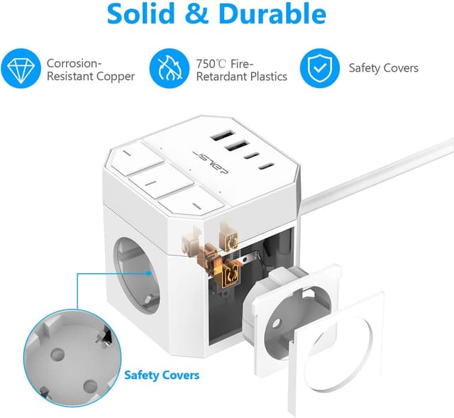 Thumbnail 5 de Multipresa Multipla JSVER con 3 prese e 3 m di cavo