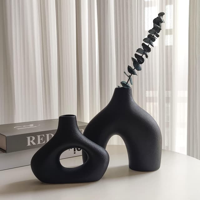 Thumbnail 6 de CEMABT Jarrón cerámica negra Set de 2