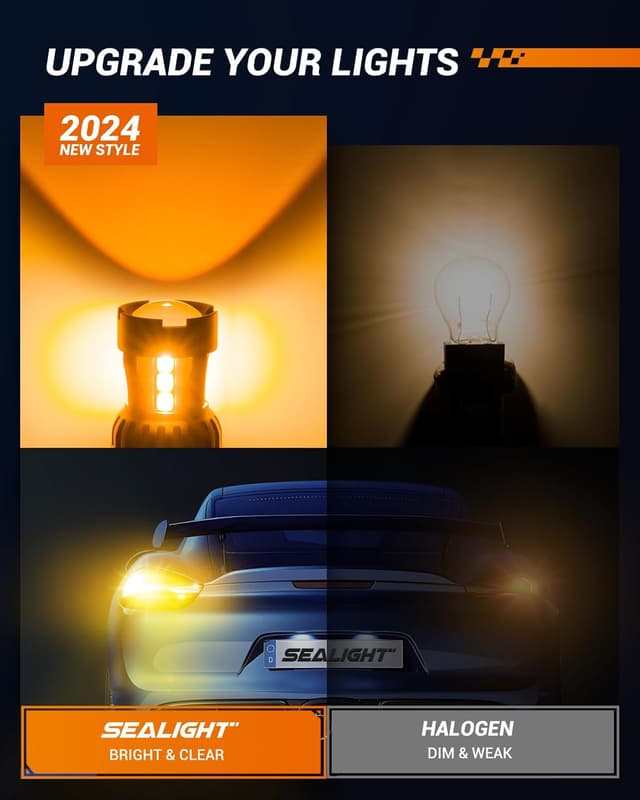 Thumbnail 2 de SEALIGHT 3156 3157 Amber LED Turn Signal Bulb 2pc