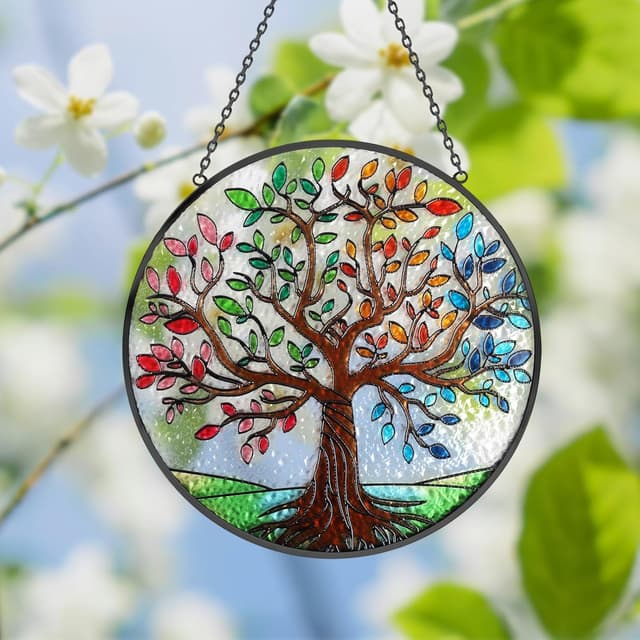 Thumbnail 4 de Stained Glass Tree of Life Sun Catcher 8" ⌂
