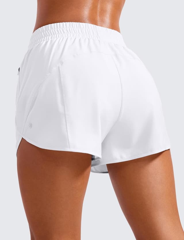 Detalle de CRZ YOGA pantaloncini da corsa a vita alta da donna con fodera e tasca con zip