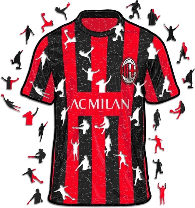Detalle de Puzzle in legno Iconic Puzzles Milan Jersey, prodotto ufficiale, taglia M da 250 pezzi