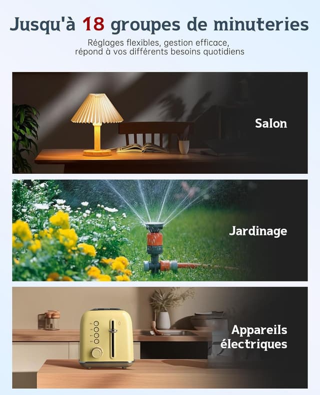 Thumbnail 6 de Programmateur de prise électrique digital Voniobuy – écran LCD rétroéclairé et 18 programmes à la seconde