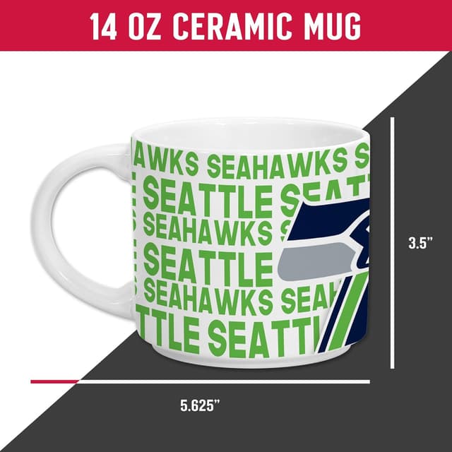 Detalle de Rico Industries NFL Football 14oz Metro Ceramic Coffee Mug (Team Colored)