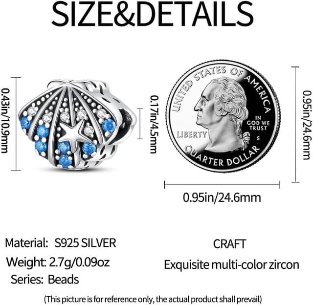 Detalle de KUNSIR Charm Anhänger Damen aus 925 Sterling Silber mit Zirkonia – für Pandora-Style Armbänder & Halsketten (C10)