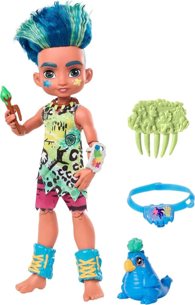 Detalle de Cave Club Slate Doll with Taggy, comb and painting tools (ages 4+)
