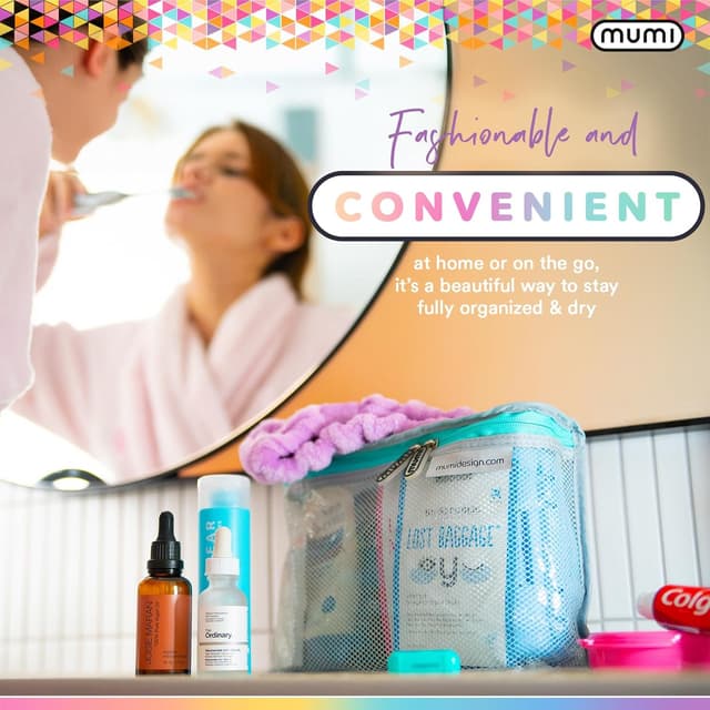 Thumbnail 6 de MUMI Travel Toiletry Bag Set of 3 (Pink) — Clear, TSA-Approved Toiletry Pouches for Women