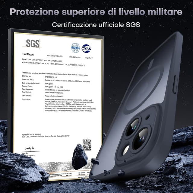 Detalle 2 de TOCOL Cover Magnetica per iPhone 14 da 6,1" con MagSafe e protezione fotocamera, nera