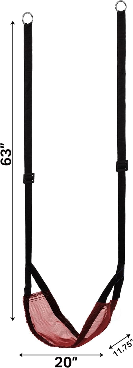 Detalle 2 de Kids Mesh Tree Swing with Adjustable Strap (Red) – Indoor/Outdoor Patio Playground Fun