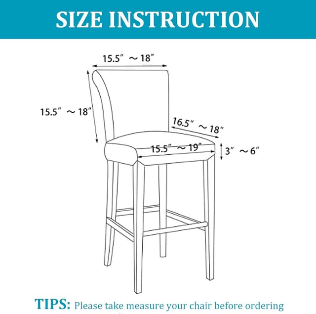 Detalle de Jaotto Stuhlhussen 4er-Set für Barhocker – Stretch-Futter abnehmbar, waschbar (schwarz)
