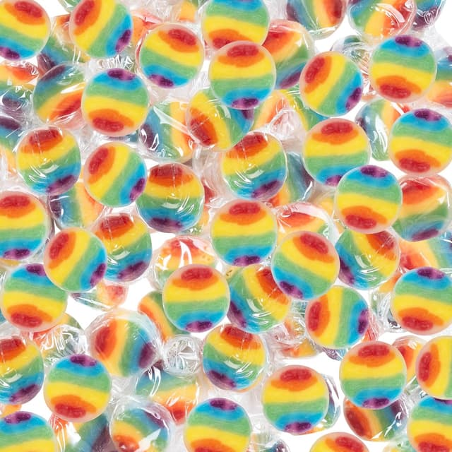 Detalle de FOOD crew Regenbogen Rocks Bonbons (500 g) – vegane Regenbogen-Süßigkeiten für Candybar & Deko