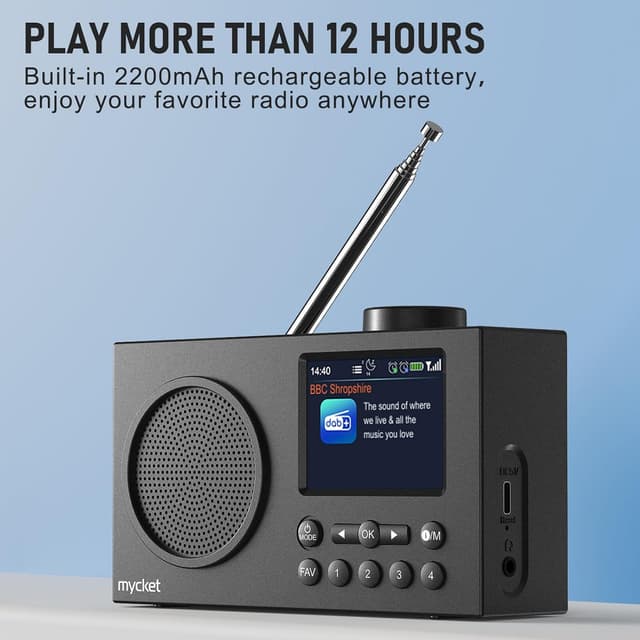 Thumbnail 6 de Mycket Portatile Radio DAB+ ricaricabile con Bluetooth 5.0
