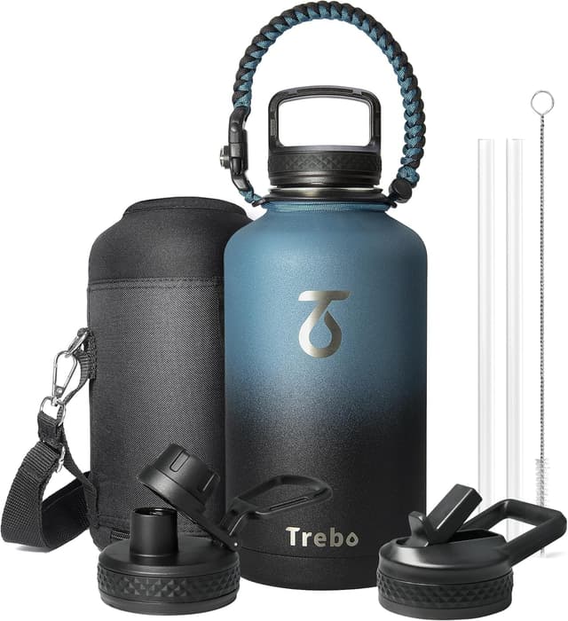 Detalle de Trebo 64oz Vacuum Insulated Water Bottle with Paracord Handle (Indigo/Black)
