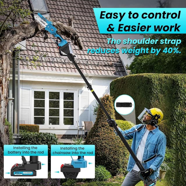 Thumbnail 6 de AUKUZI motosega a palo elettrica 6 pollici con asta allungabile 1,6–2,8 m e motore brushless