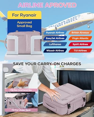 Detalle de SZLX Mochila de vacío para equipaje de mano (cabina) con bomba y compresión, tamaño Ryanair