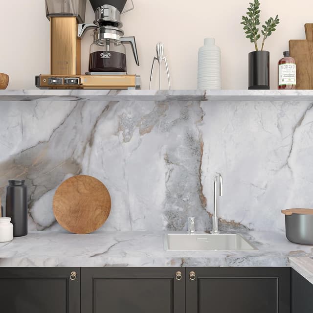 Thumbnail 1 de VEELIKE Matte Slate White Marble Wallpaper 40cm×300cm 📐