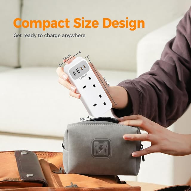 Thumbnail 6 de TESSAN Double Plug Adaptor with 4 USB, 13A ⚡