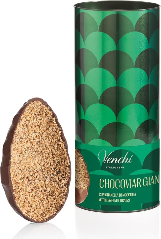 Detalle de Œuf au chocolat Venchi Chocoviar Gianduja aux éclats de « Noisettes du Piémont » (sans gluten), 330 g