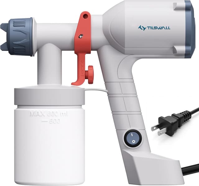 Detalle de Tilswall Paint Sprayer – ultra-light electric HVLP spray gun with 2 nozzles and 3 patterns (white)