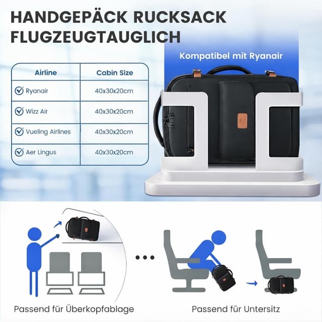 Thumbnail 1 de MATEIN Handgepäck Rucksack 40x30x20