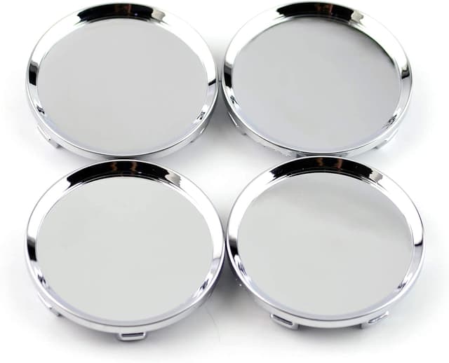 Detalle de RhinoTuning 4 Pack 64mm wheel hub caps (OD 64mm, ID 61mm) in silvery style