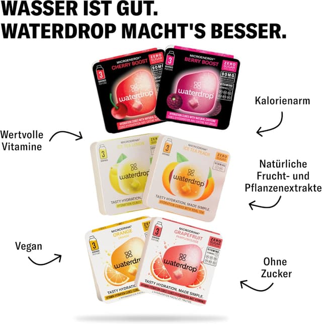 Thumbnail 4 de waterdrop Glasflasche 600ml mit 18 Zuckerfreien Drops
