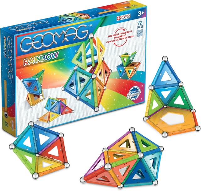 Detalle de Geomag Classic Rainbow 72 pièces – jeu de construction magnétique arc-en-ciel pour enfants