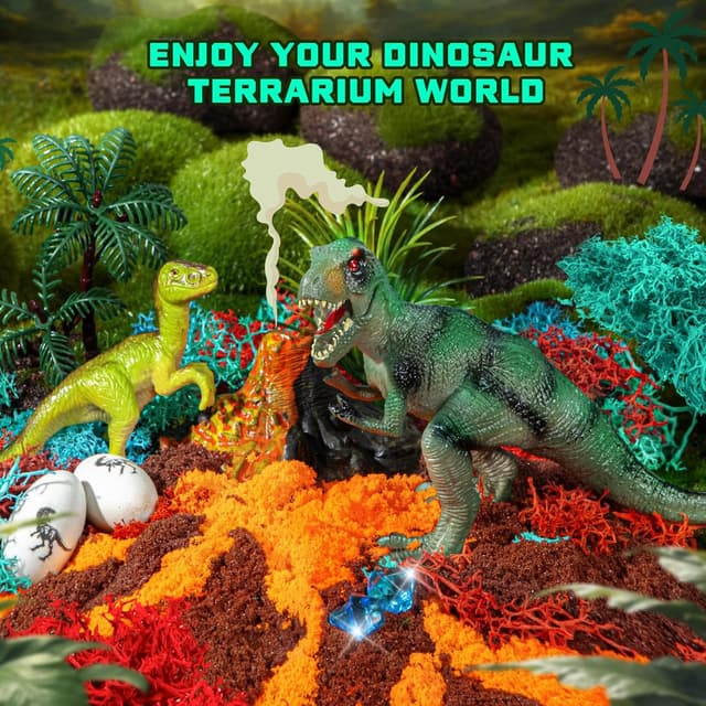 Detalle de Ronstone Dinosaur Terrarium Kit with Light-Up Volcano & DIY World Display