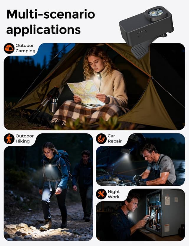 Detalle de Aqash Clip on Torch Rechargeable 600 Lumens EDC Magnetic Pocket Flashlight (Black)