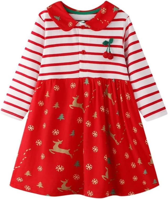 Detalle de Mädchen Langarm-Kleid aus Jersey-Baumwolle in A-Linie – Einhorn-Motive & Stickereien