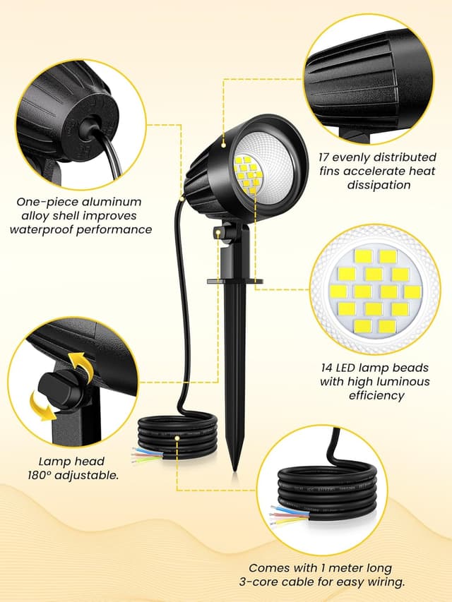 Thumbnail 6 de MEIKEE set da 2 faretti da giardino LED 7W 500 lm IP66 bianco freddo 6500K
