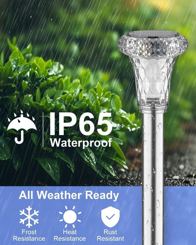 Detalle 2 de Bowfar Solarleuchten für Außen (6er-Set) IP65, Edelstahl & warmweiß