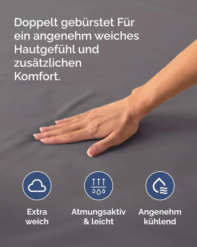 Detalle de Spannbettlaken 180x200 cm Dunkelgrau – extra tief bis 30 cm Höhe, Mikrofaser (OEKO-TEX)