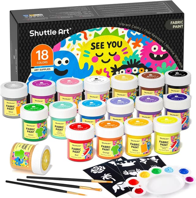 Detalle de Shuttle Art Textilfarben 18 Farben Set 🎨