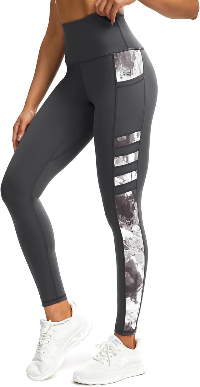 Detalle de Tuspryt Sport-Leggings Damen mit Taschen – blickdichte High-Waist Trainingshose für Yoga, Fitness & Lauf