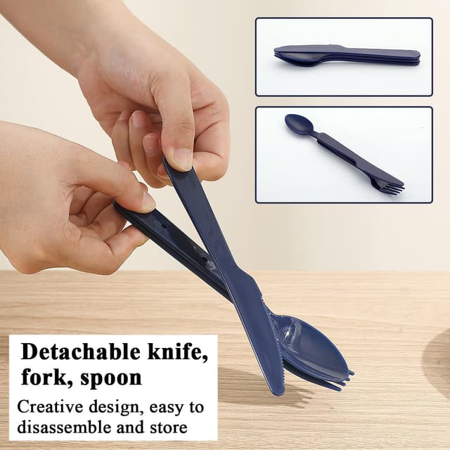 Detalle 2 de Evanda Camping Mess Kit with Bowl, Plate, Cup, Spoon, Fork, Knife and Carry Bag