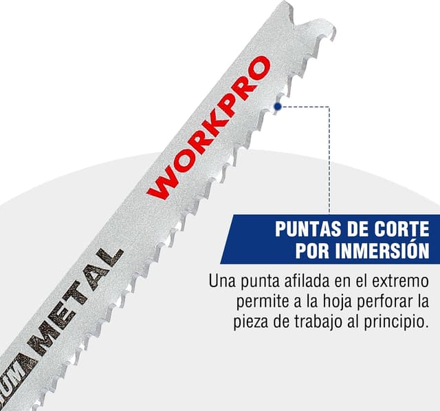 Detalle 2 de WORKPRO Juego de Hojas de Sierra de Calar 25 piezas