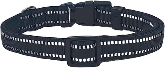 Detalle 2 de Olahibi Neoprene Padded Dog Collar (Small, Black) with Reflective Stripes