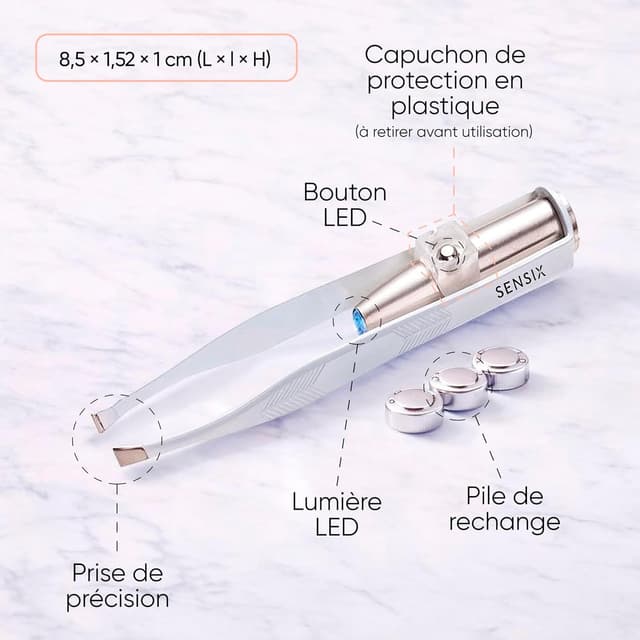 Detalle 2 de Pince Sensica LED pointe biseautée, 3 piles