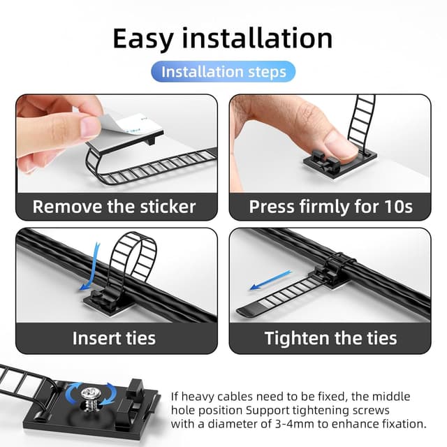 Detalle de Guscase Kabelhalter 50 Stück selbstklebend