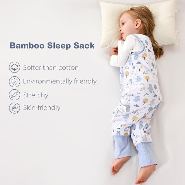 Detalle de ToyaTec Baby Sleeping Bag with Feet (Bear, XL) – 2.5 Tog bamboo-rayon soft sleeping blanket