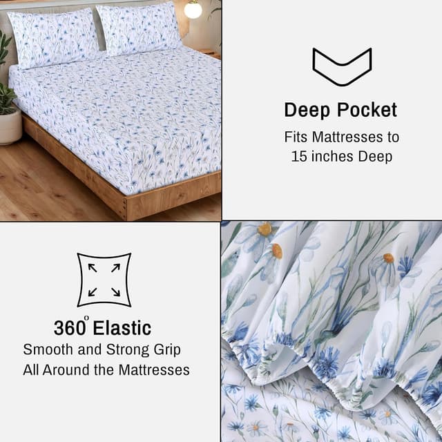 Thumbnail 6 de RUVANTI 100% Organic Cotton Percale Queen Sheets Set (GOTS Certified) – Deep Pocket 15