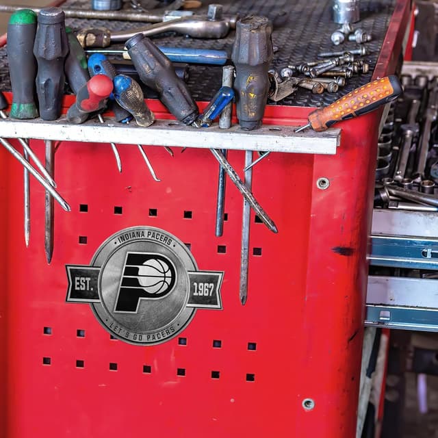 Detalle 2 de Rico Industries Indiana Pacers Pewter Design Badge Basketball Magnet (Car, Fridge & More)