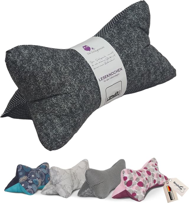 Thumbnail 6 de Leseknochen Nackenkissen „Blumenranke Aqua“ von Schleyereule – handgestopft, waschbar & vielseitig