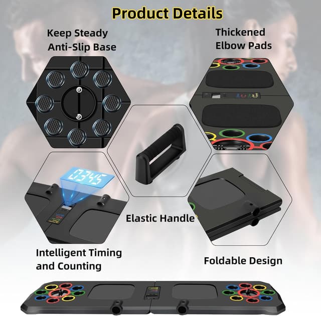 Detalle 2 de Push Up Board with Automatic Count – 24 in 1 press up exercise system for home workouts