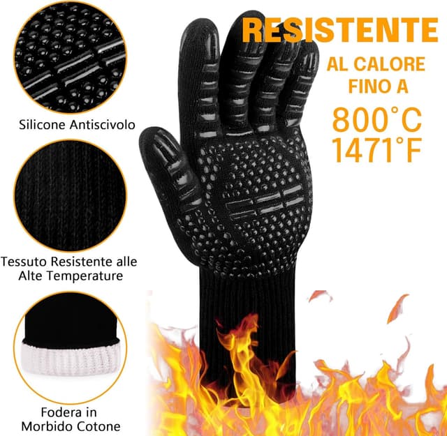 Detalle 2 de Reinalin guanti barbecue a calore 800°C