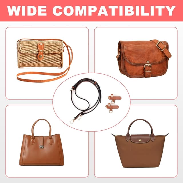 Thumbnail 4 de GADITIEK Leather Brown adjustable strap for Longchamp mini bag