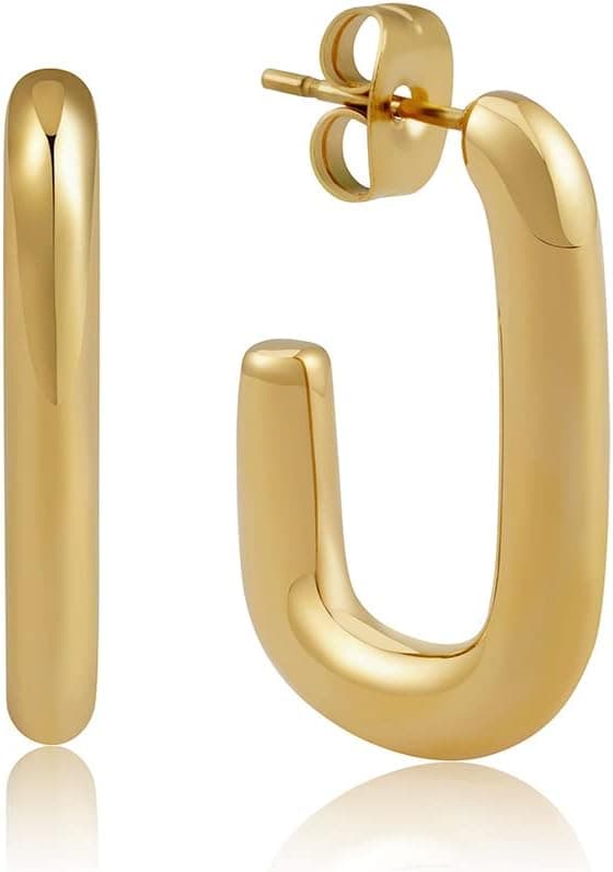 Thumbnail 6 de Cerchi quadrati in acciaio placcati 18K 2 cm